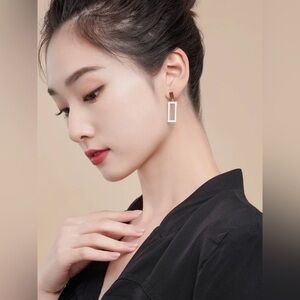 18K Gold Vermeil rectangle Dangle earrings